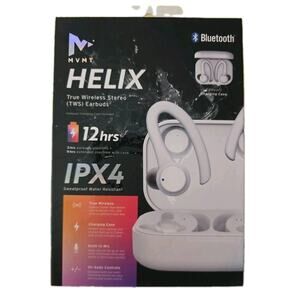Bluetooth Wireless Stereo Earbuds, Sweatproof, 12hrs IPX4, Compact, By Mvmt, NIB